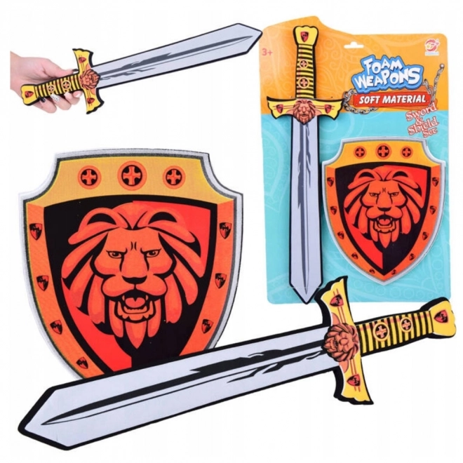 Ritter Spielset mit Schaumstoffschild und -schwert Löwenwappen