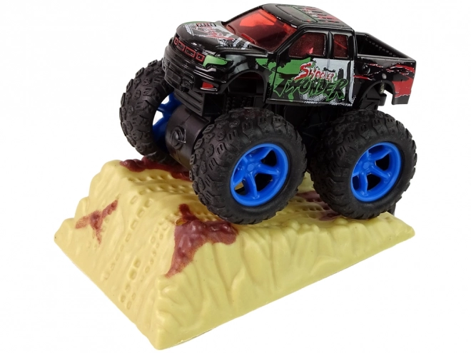 Monster Truck Spielzeugauto mit Rückziehantrieb und Sprungrampe