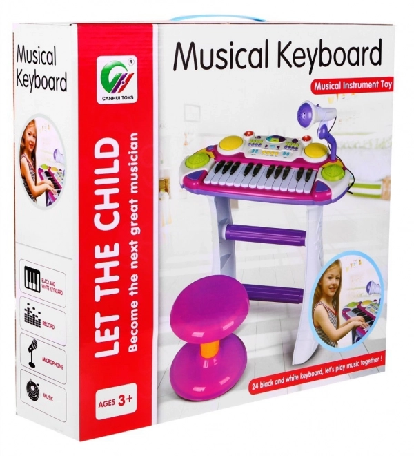 Rosa Musikset Keyboard + Trommeln + Mikrofon für Kinder ab 3 Jahren