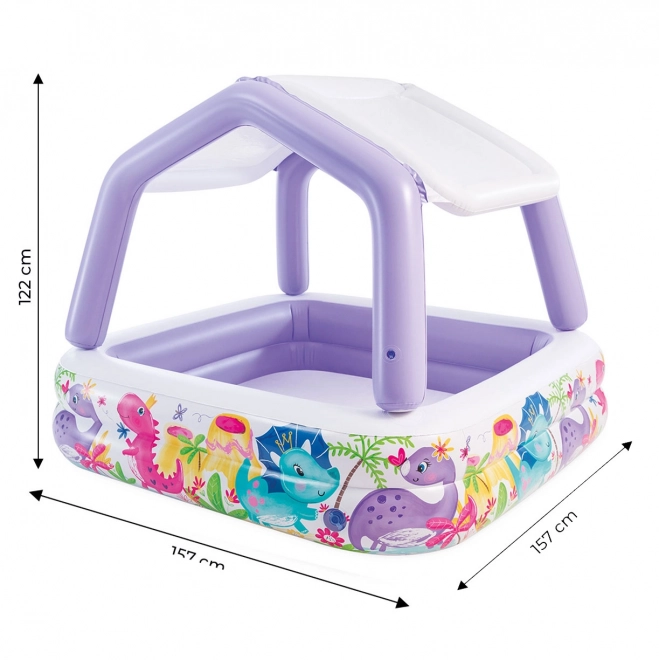 Aufblasbares Kinderplanschbecken mit Baldachin Intex Dino