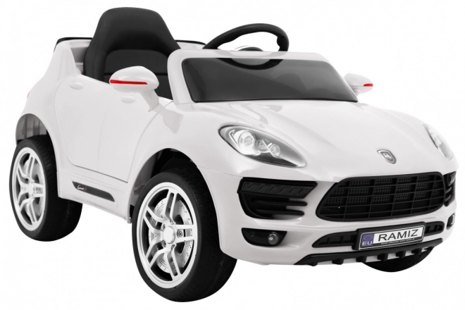 Turbo-S batteriebetriebenes Auto für Kinder Weiß + Fernbedienung + Langsamer Start + EVA-Räder + Radio MP3