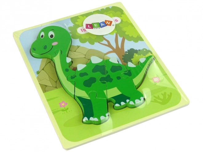 Holzpuzzle Dinosaurier Tyrannosaurus Isanosaurus Grün