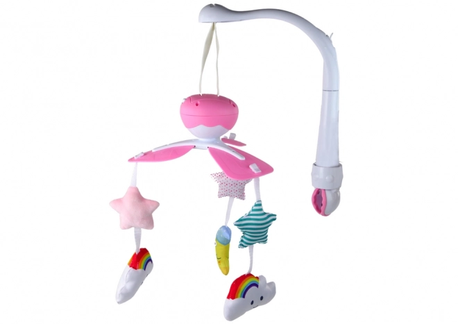 Baby Mobile mit Musik Wolken und Mond Rosa