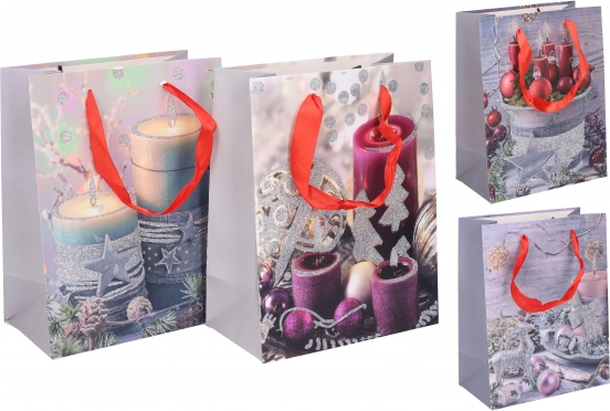 Weihnachtliche Geschenktasche S 18 × 23 × 10 cm – aus Papier, mit festen Griffen