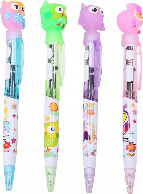 Stift mit Eulenverzierung und Licht