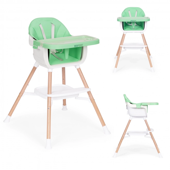 2-in-1 Hochstuhl für Kinder, grün, Ecotoys