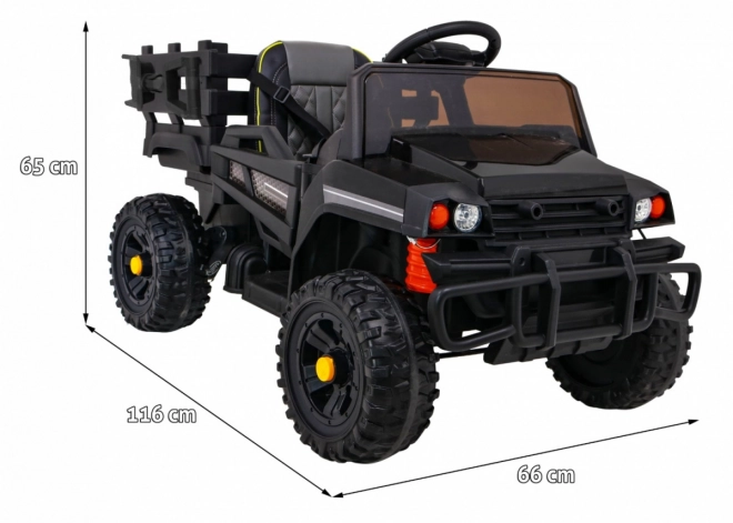 Bauernsammel-Pick-up für Kinder schwarz + Fernsteuerung + Gepäckträger + Schaufel + EVA + MP3 LED