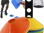Trainingskegel – Set mit 50 Stück, Halter und Netzbeutel