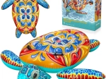Bunte aufblasbare Schildkröte mit Griffen Bestway mit Majolika-Aufdruck 183x173 cm