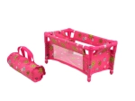 Reisebett für Puppen mit Tasche, rosa Blumenmuster