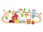 Holzeisenbahn mit 80 Teilen und batteriebetriebener Lokomotive