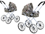 Puppenwagen Sterne und Wolken grau