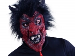 Teufelsmaske mit schwarzen Haaren für Erwachsene