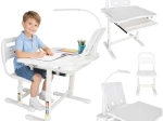 Wachsender Kinderschreibtisch mit Stuhl und LED-Lampe, weiß