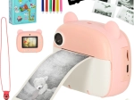Kinder-Sofortbildkamera mit Thermodrucker – rosa Teddybär, 32-GB-Karte