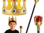 Königliches Kinder-Set – goldene Krone und Zepter