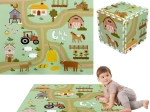 Schaum-Spielmatte 90 × 90 cm – starke Puzzlematte, 9 Teile HUMBI Bauernhof und Landstraßen