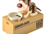 Interaktive Spardose Hund, der Münzen frisst CHOKEN-BAKO, braun