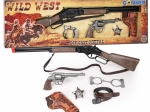 Cowboy-Set – Gewehr, Revolver, Handschellen und Sheriffstern für Knallkapseln