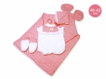Llorens Outfit für die Puppe New Born 40–42 cm, 3‑teiliges Set mit Unterlage mit Öhrchen