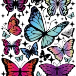 Bügelaufkleber – Regenbogen-Schmetterlinge, großer Bogen 20 × 30 cm