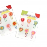 Holz-Büroklammern Herzen oder Blümchen, Set mit 6 Stk.