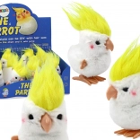 Aufziehbarer hüpfender Plüsch-Kakadu Papagei weiß