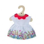 Weißes Blumen-Kleid mit rotem Kragen für 34 cm Puppe