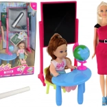 Spielset Lehrerin mit Schülerin und Schulzubehör