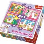 Puzzle Fröhliche Lamas 4-in-1 TREFL (35, 48, 54 und 70 Teile)