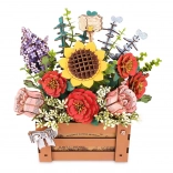 3D Holzpuzzle Blumenkasten mit Blumen