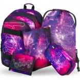 Schulset Galaxy: Rucksack, Federmäppchen, Beutel, Ordner, Geldbörse