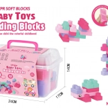 Set aus weichen Bausteinen, 32 Stk, rosa, mit Köfferchen