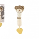 Plüsch-Rassel/Beißring Bär 24 cm beige auf Karte im Beutel 0+