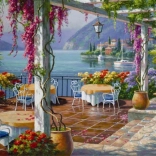 Puzzle Terrasse mit Glyzinien 500 Teile