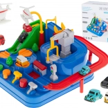 Interaktiver Auto-Hindernis-Rennpark mit 4 Fahrzeugen und Hubschrauber 24 × 24 cm