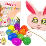 Osterset aus Kunststoff-Eiern mit Fidget-Spielzeugen und Häschen-Handtasche
