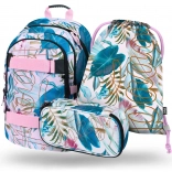 Set BAAGL Skate Leafs: Rucksack, Federmäppchen und Beutel