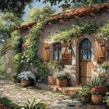 Diamantmalerei Gemütliche Hütte 30 × 40 cm