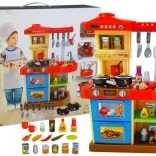 Kinderküche mit Geräuschen und Lichtern mit funktionalem Wasserhahn