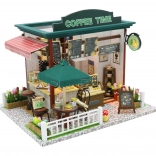 Miniatur-Café Coffee Time – kreative Bausatz mit LED-Beleuchtung