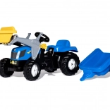 Trettraktor mit Frontschaufel und Anhänger ROLLY TOYS NEW HOLLAND, blau