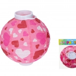 Lampion Kugel 20 cm mit Batteriebetrieb und Herzmotiv