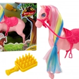 Pferdefigur mit Bunter Mähne und Rosafarbenem Sattel
