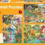 Puzzle Dinosaurier 3×24 Teile