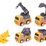 Set kleine Baumaschinen und Flugzeug mit Rückzugmechanismus