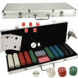 Pokerset im silbernen Koffer mit 500 Chips und 2 Kartendecks
