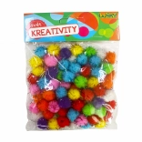 Glitzernde Pompon-Kugeln 15 mm, Farbmix, 80 Stk.