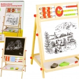 Doppelseitige Holztafel 2-in-1 mit Rechenrahmen, Kreiden und Marker