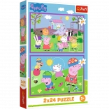 Puzzle 2x24 Peppa auf dem Spielplatz - Peppa Pig